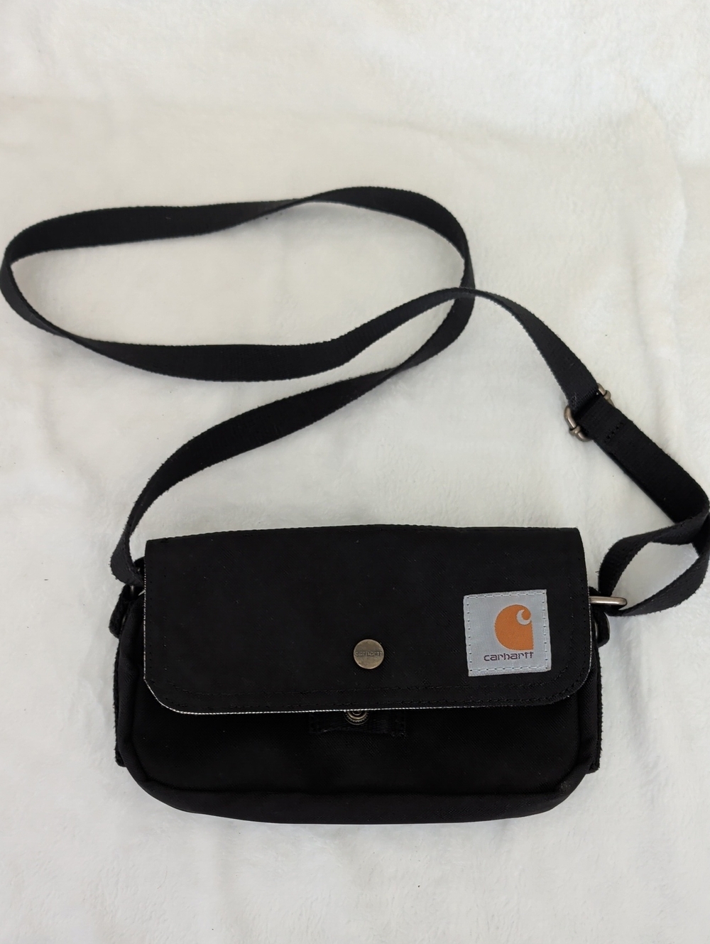 Carhartt Black Canvas Shoulder Crossbody Bag with Logo Patch